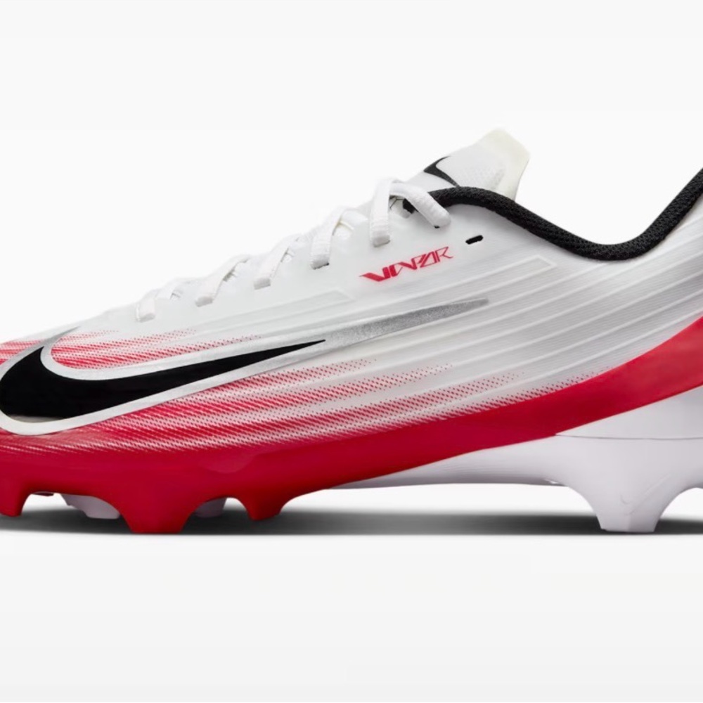 Nike Men's Dynamic Red and White vapor speed 3 football cleats - Picture 3 of 4